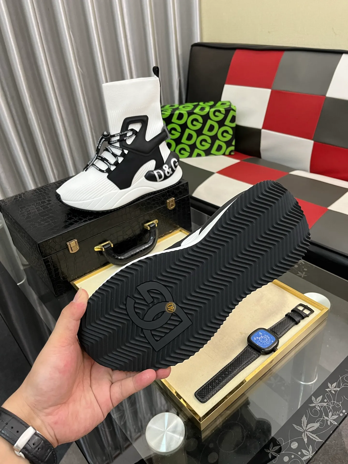 Men's men's shoes💰420⌚️⌚️New DG Dolce & Gabbana high-end couple's sports and casual shoes, imported cowhide, multiple material splicing design➕Imported cowhide lining, cowhide feet➕original TPR elastic outsole. Size: 35-46
